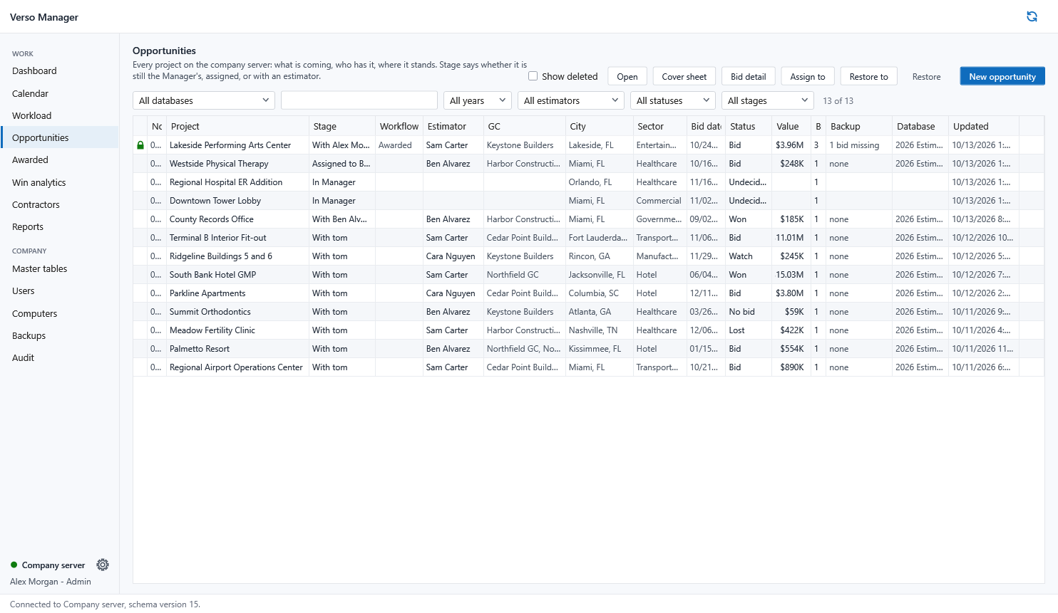 The Opportunities page