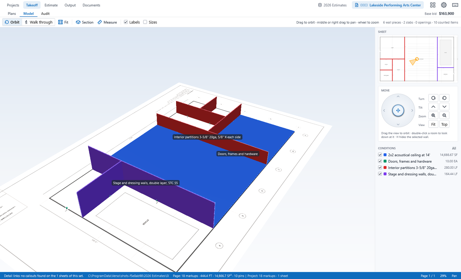 The 3D model of the takeoff